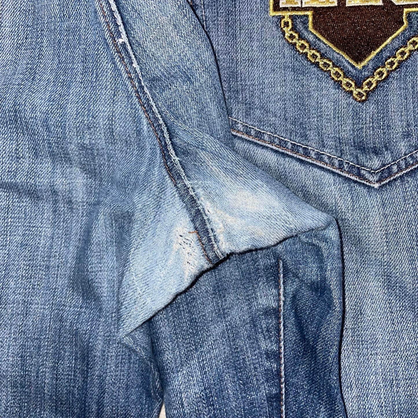Karl Kani 90s Embroidered Gold Chain Jeans 42x34