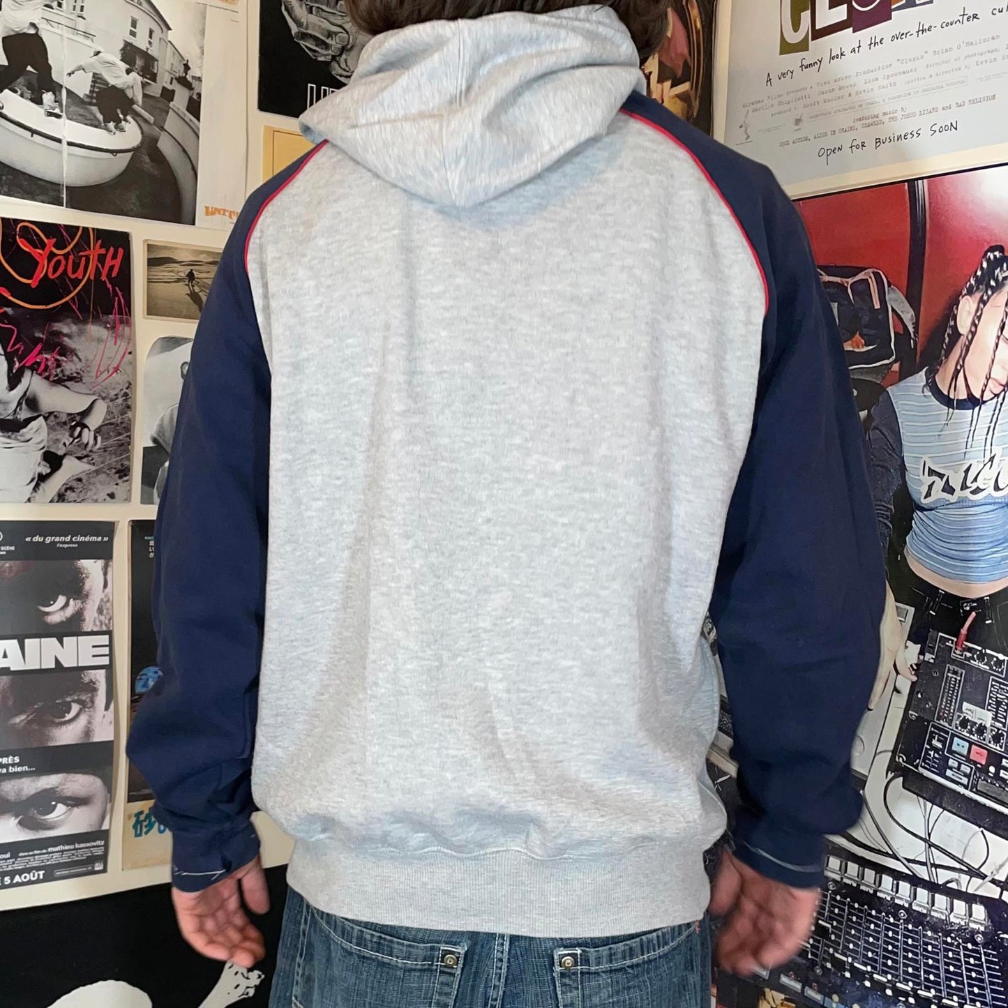 Nike 00s Embroidered Grey/Navy Spell-Out Hoodie L