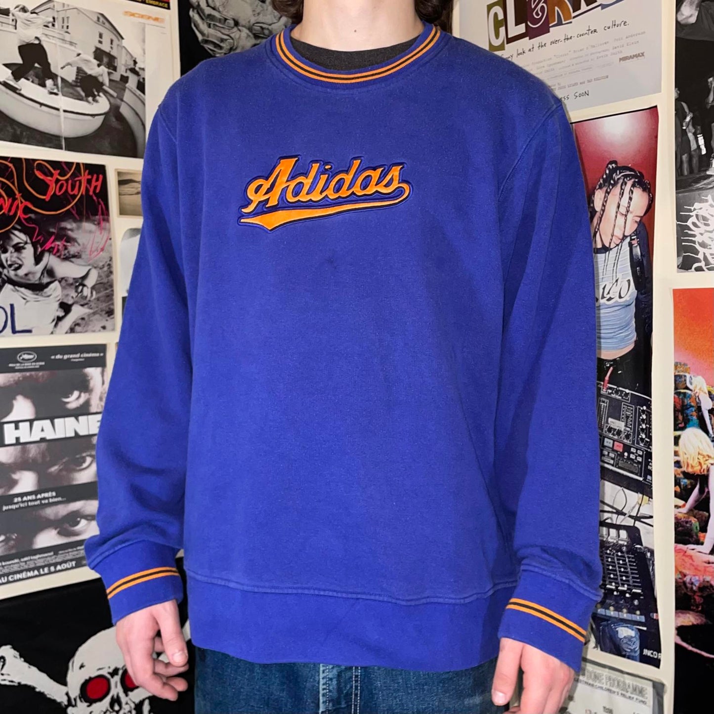 Adidas 90s Varsity Blue Sweatshirt M
