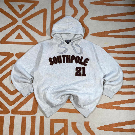 Southpole 90s Embroidered Spell-Out White Hoodie XL