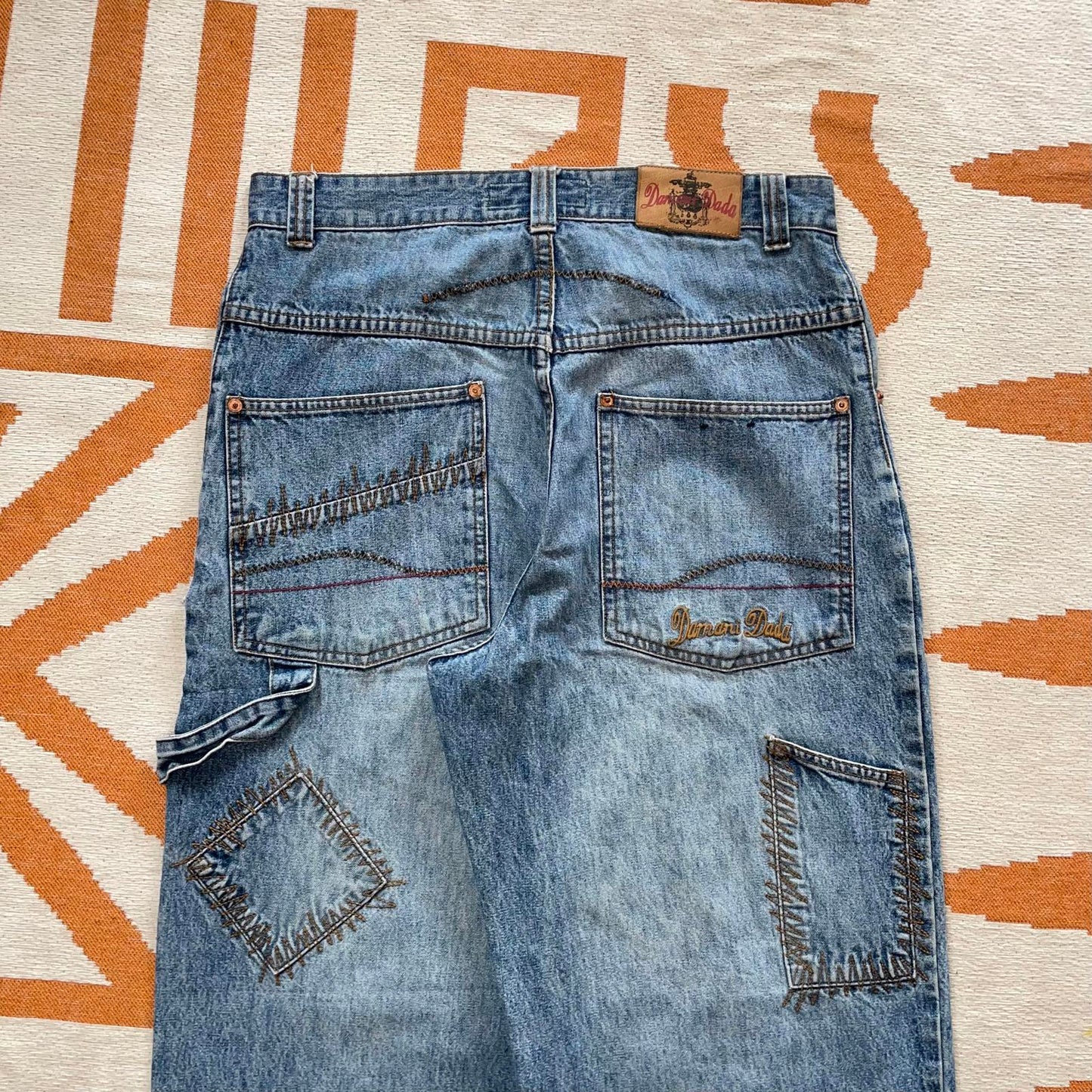 Damani Dada 00s Patch Embroidered Jeans 32x32