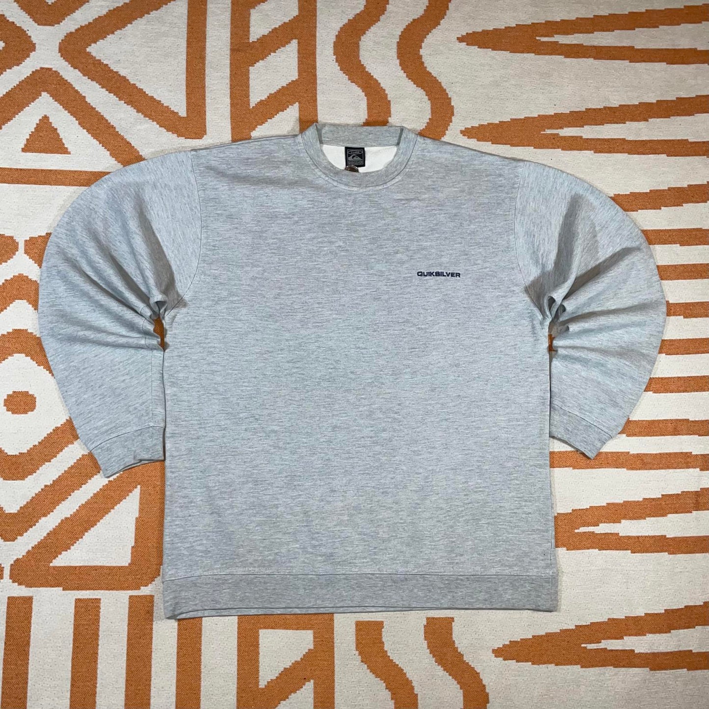 Quiksilver 90s Embroidered Ring Logo Grey Sweatshirt XL