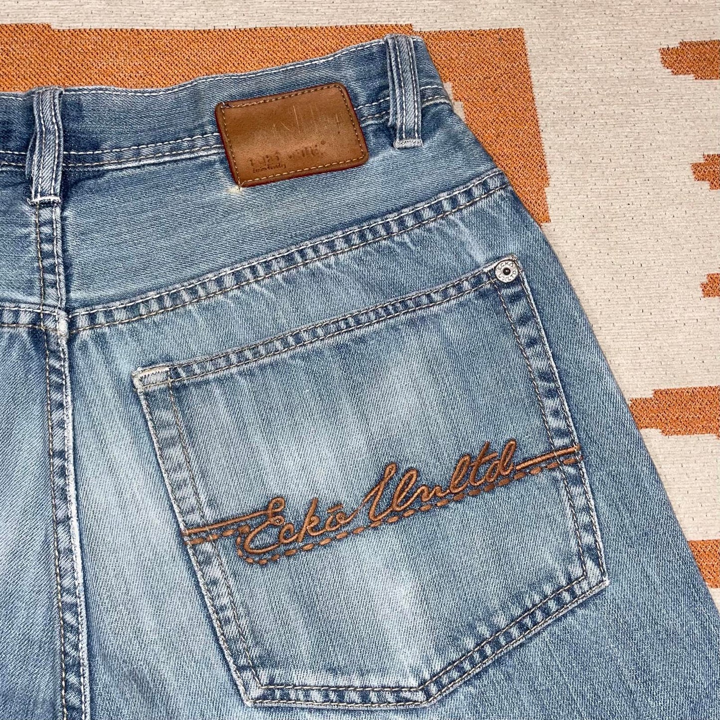 Ecko Unltd. 00s Embroidered Baggy Light Blue Denim Jeans 31x32