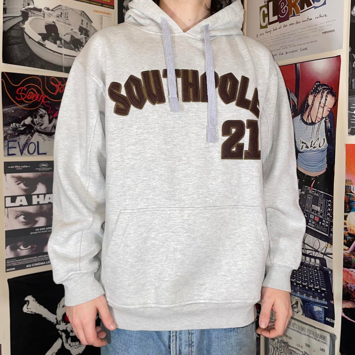 Southpole 90s Embroidered Spell-Out White Hoodie XL