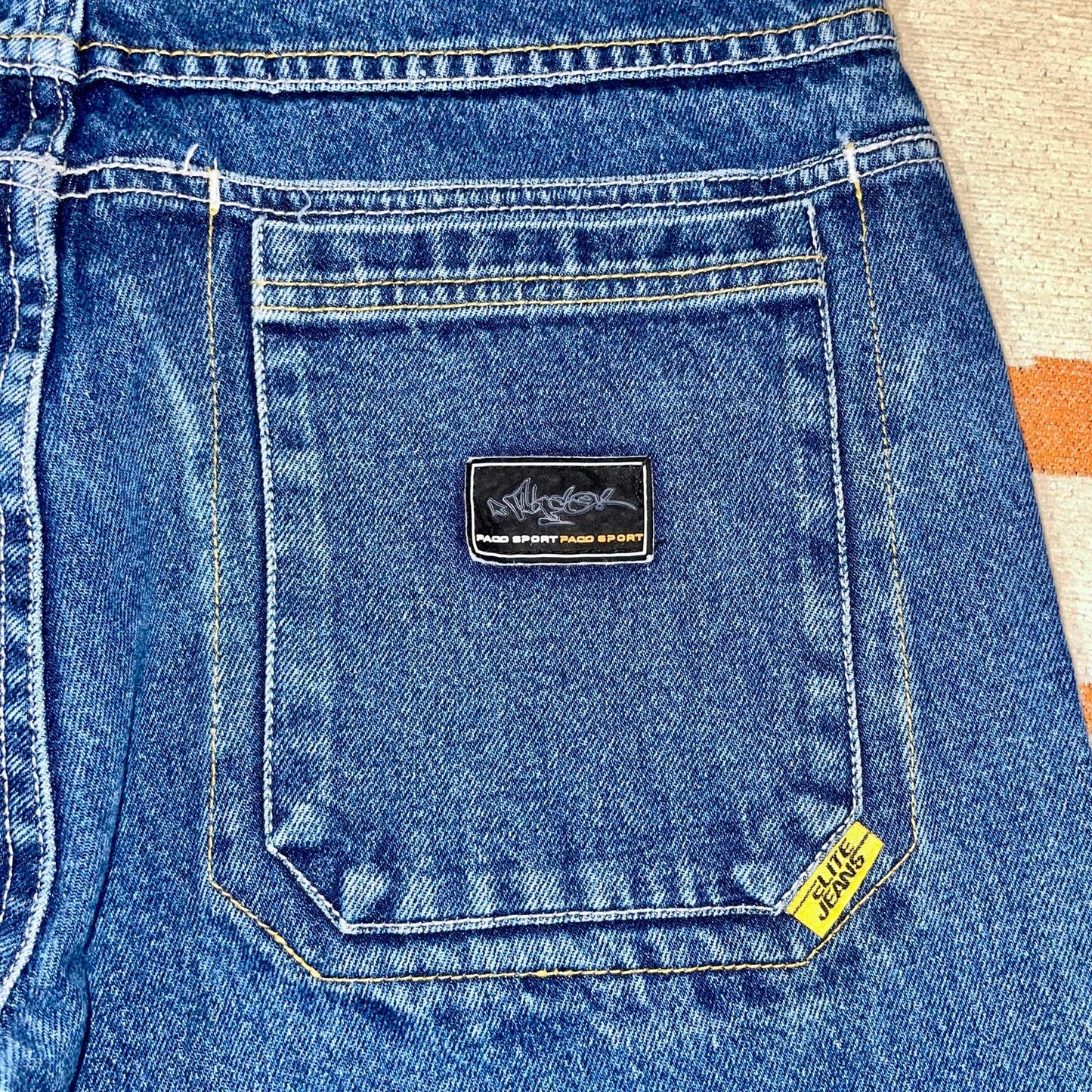 Paco Sport 90s Embroidered Character Denim Blue Jeans 27x30