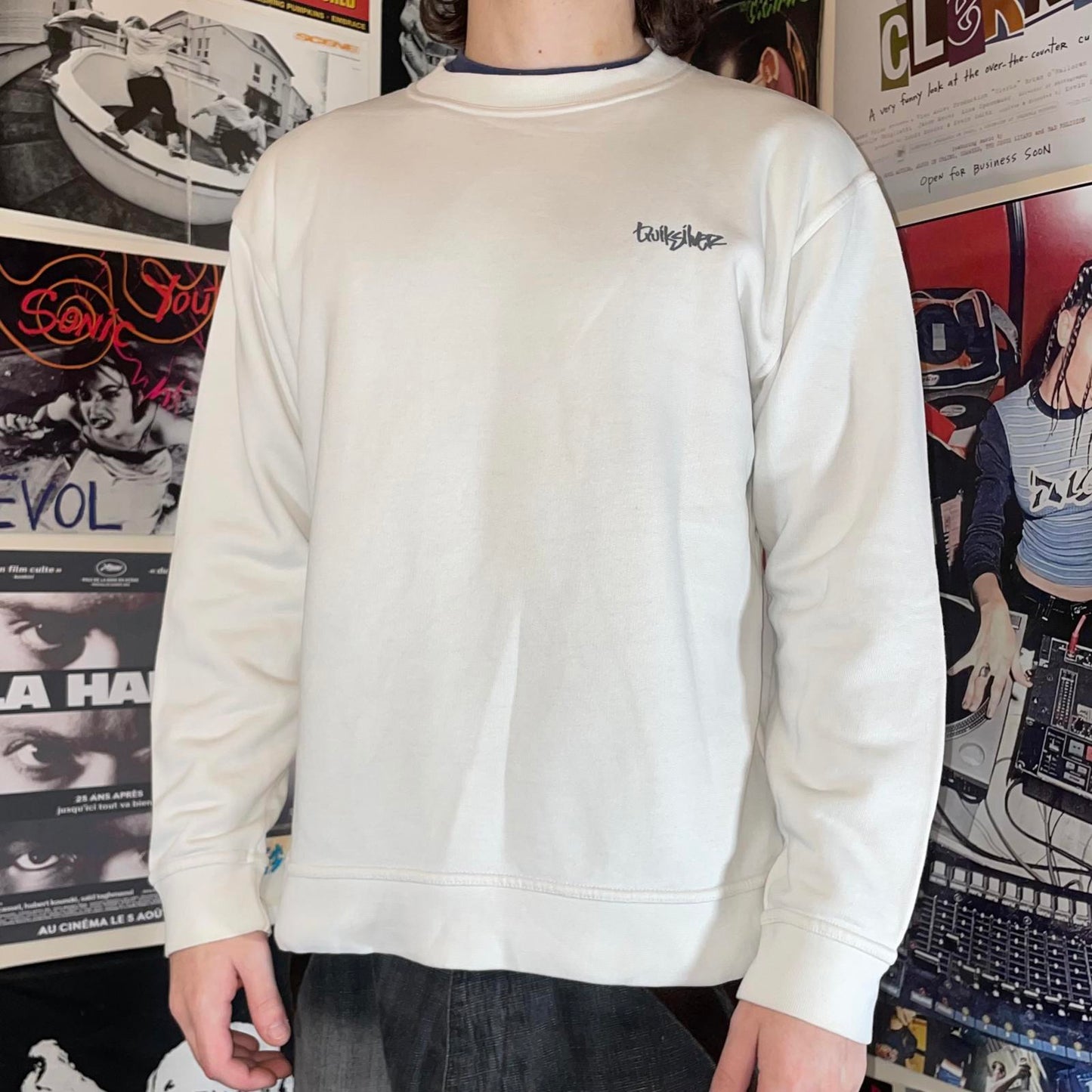 Quiksilver 00s Print White Sweatshirt S