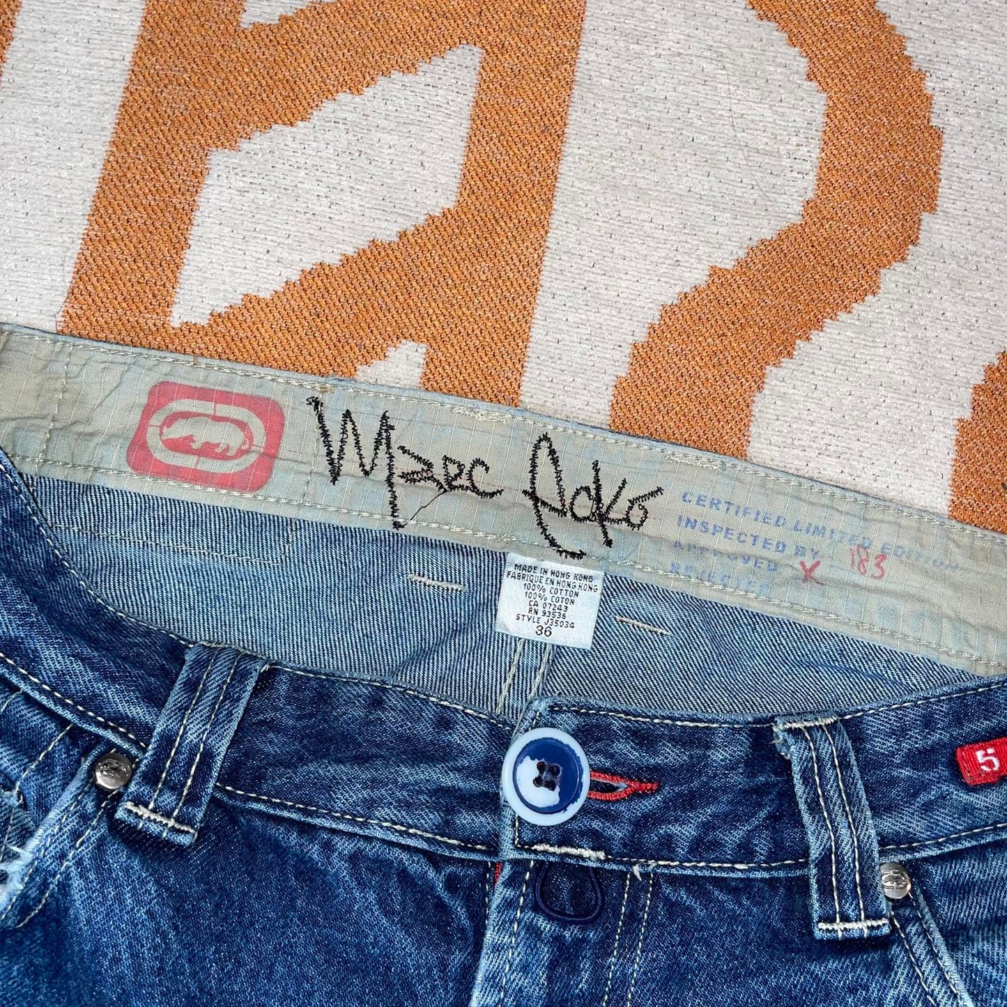 Ecko Unltd. 00s Anniversary Rhino Baggy Blue Jeans 36x30