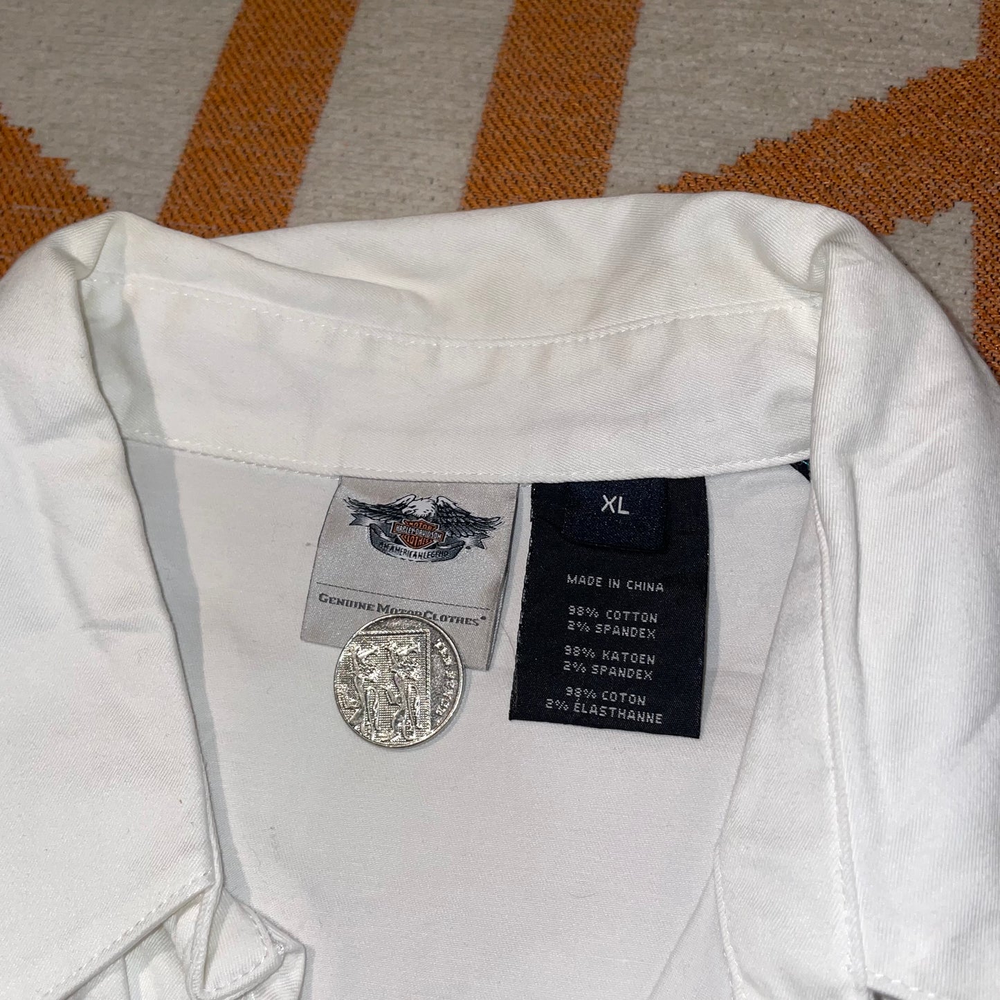 Harley Davidson 00s Embroidered Spell Out Shirt XL/14