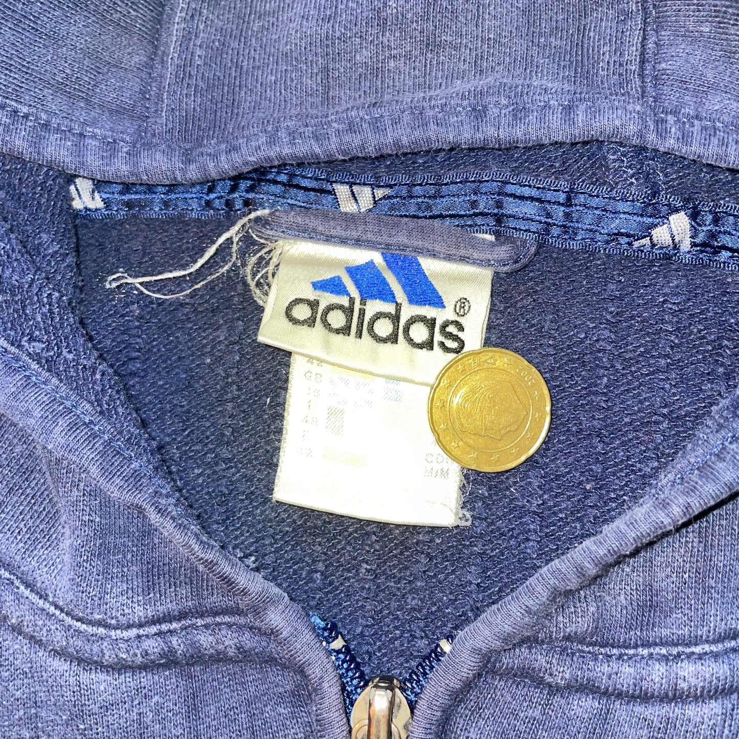 Adidas 90s Embroidered Zip Jumper M