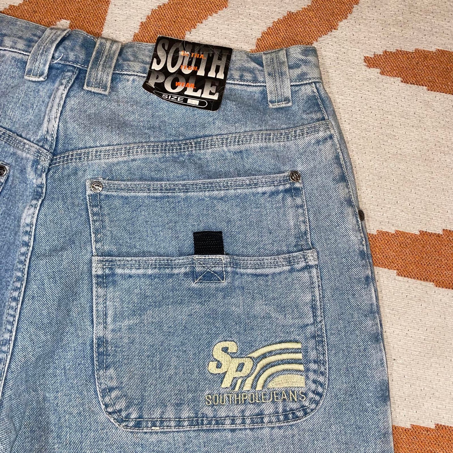 Southpole 00s Embroidered Light Blue Baggy Denim Jeans 34x32