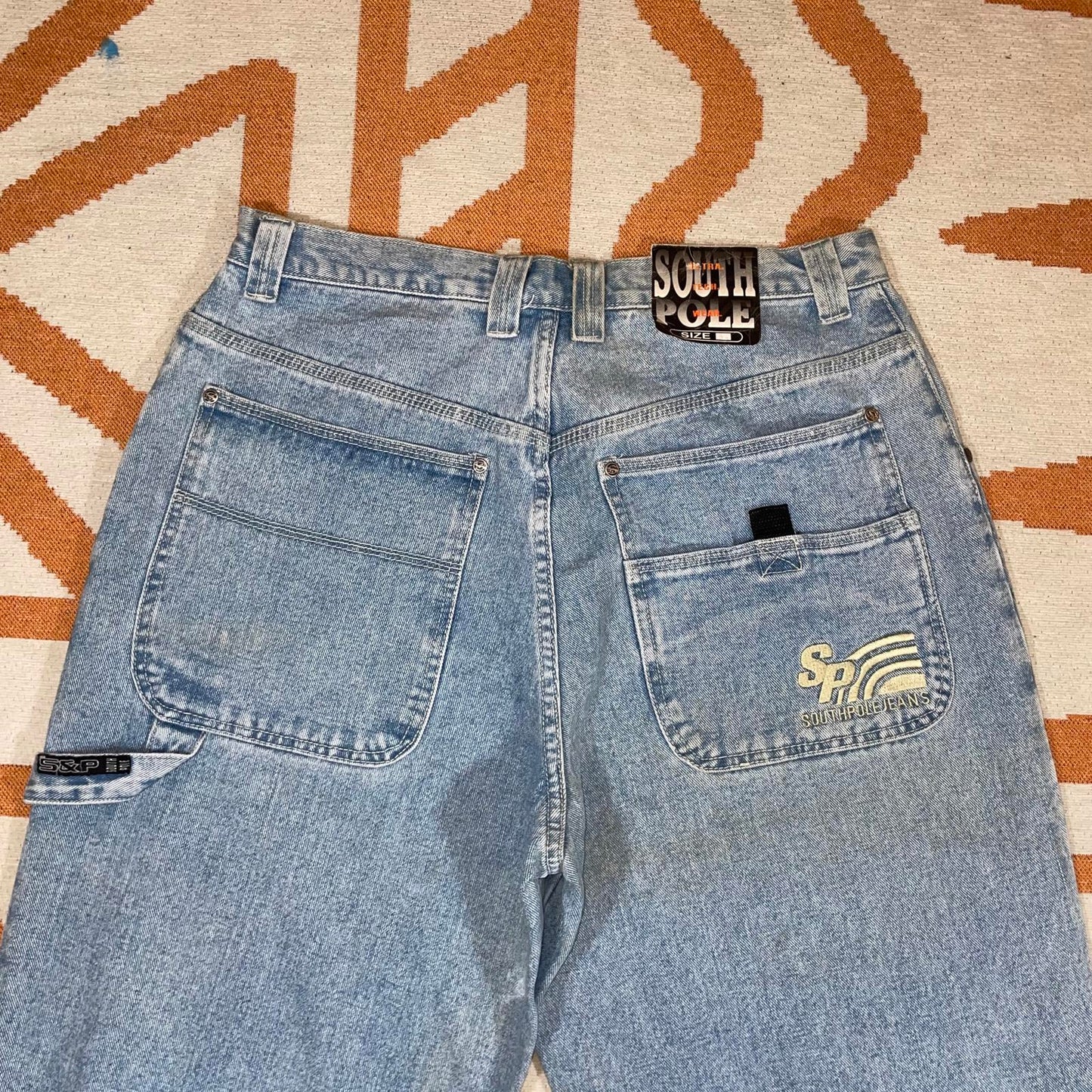 Southpole 00s Embroidered Light Blue Baggy Denim Jeans 34x32
