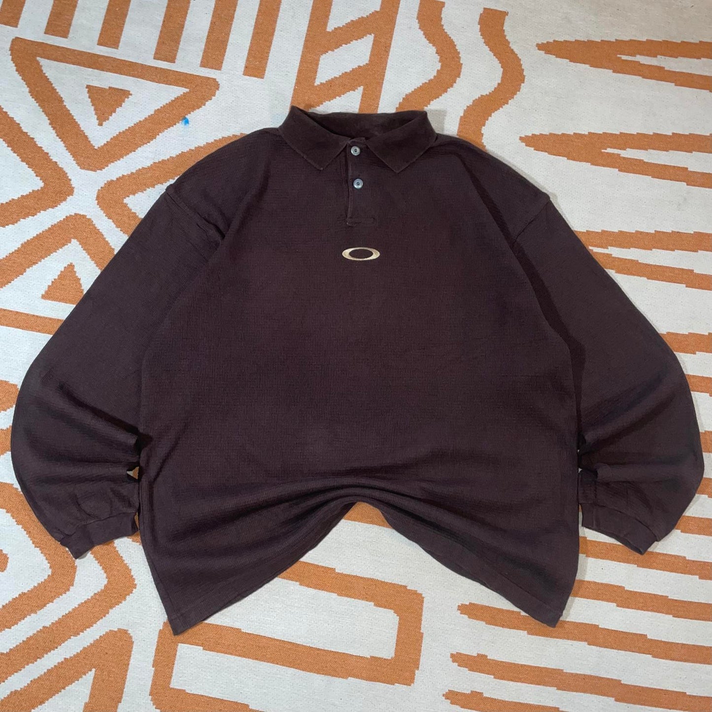 Oakley Software 00s Brown Longsleeve Polo XL