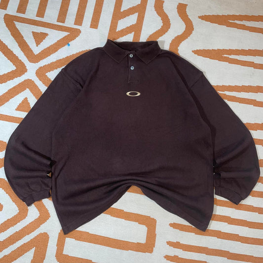 Oakley Software 00s Brown Longsleeve Polo XL