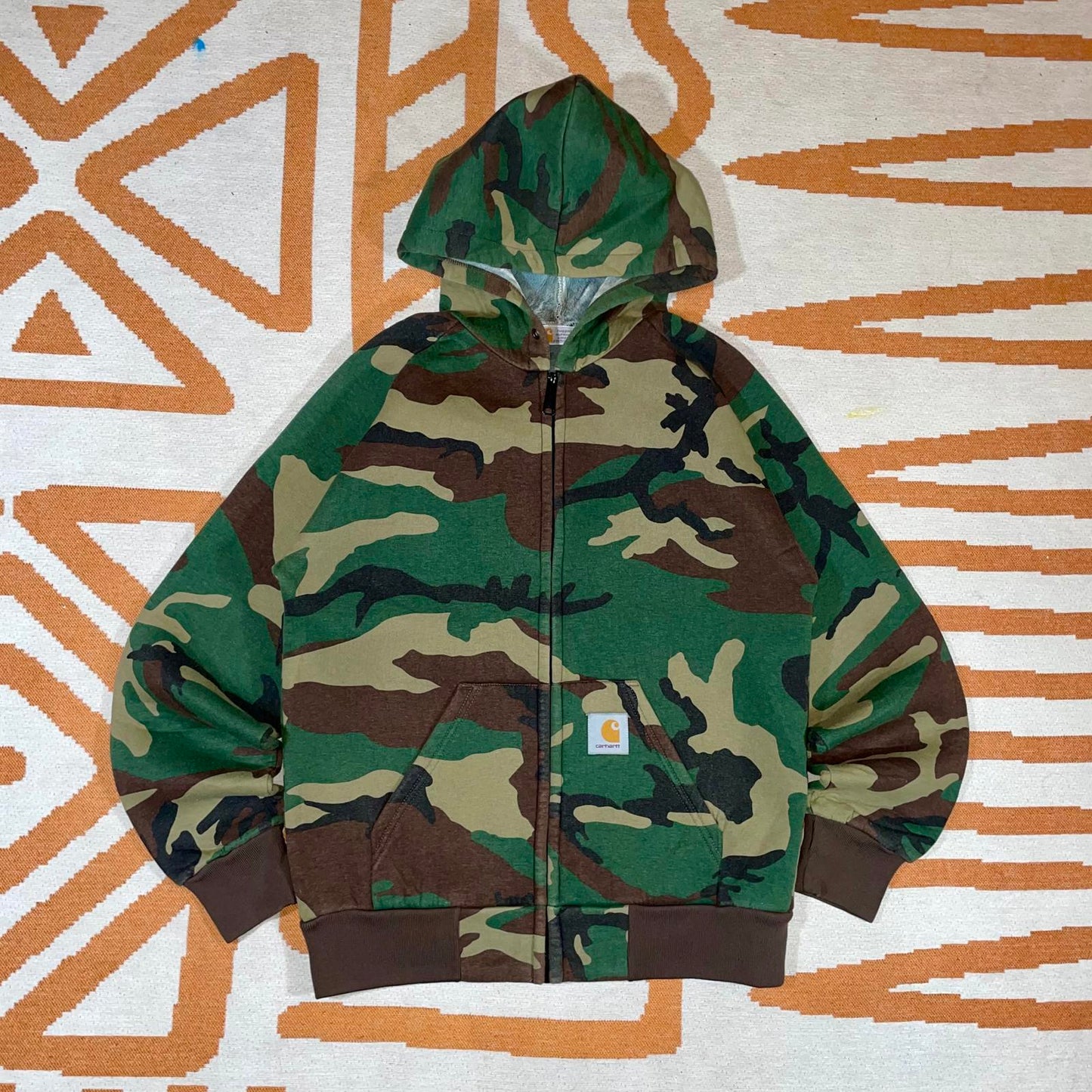 Carhartt 90s Camo Zip Patched Hoodie S