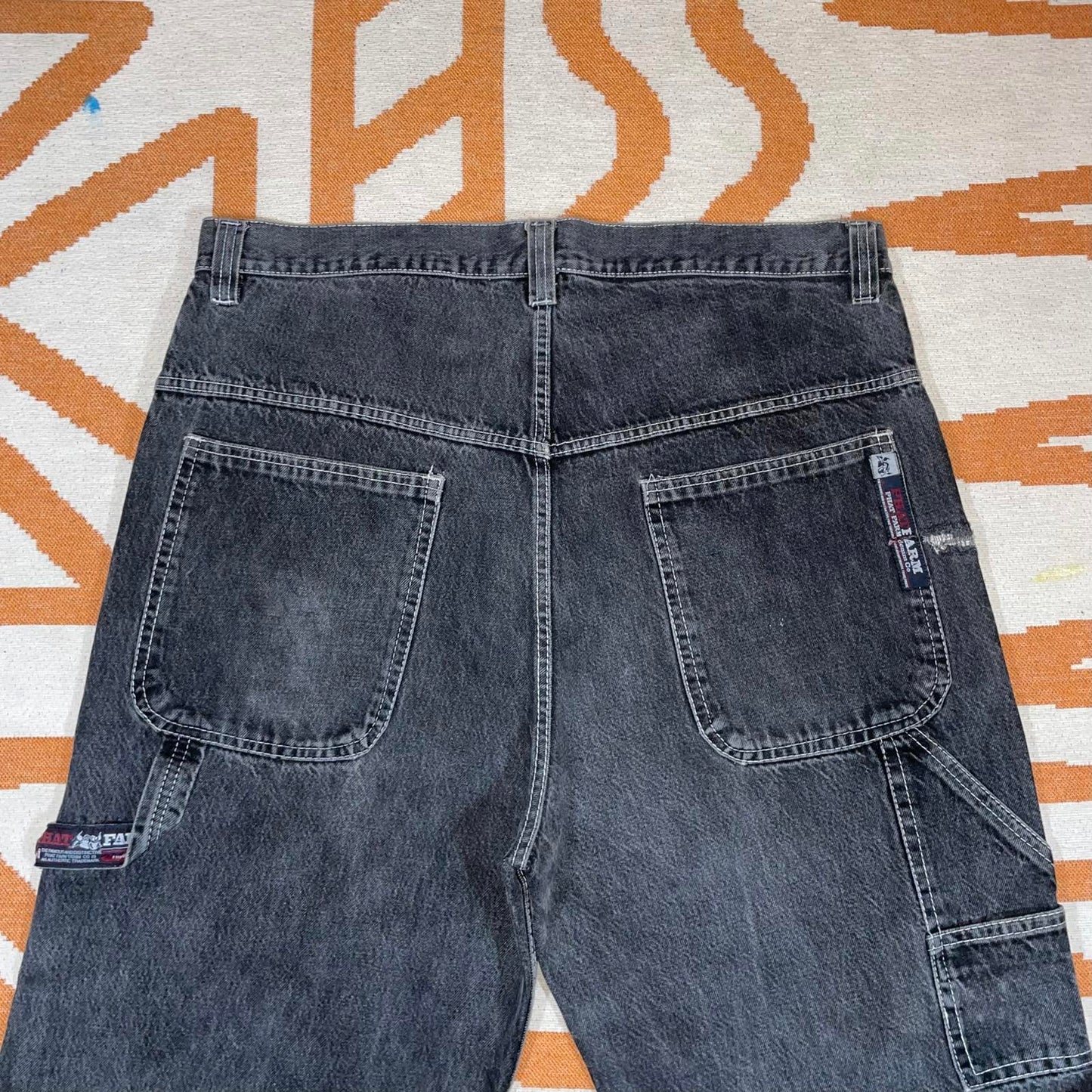 Phat Farm 90s Black Baggy Denim Carpenter Jeans 40x32