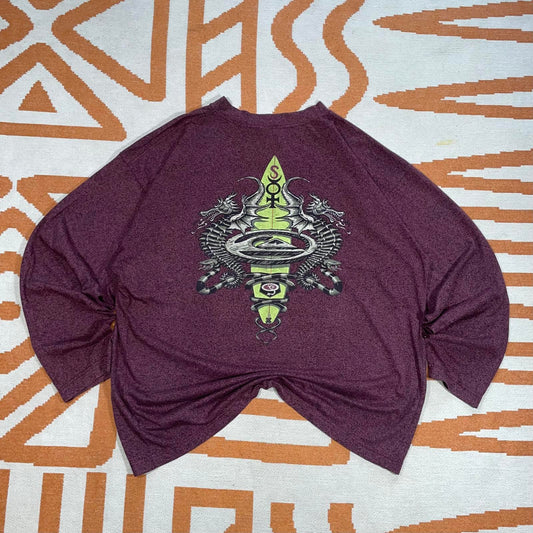 Quiksilver 90s Dragon Graphic Surf Burgundy Longsleeve T-Shirt M