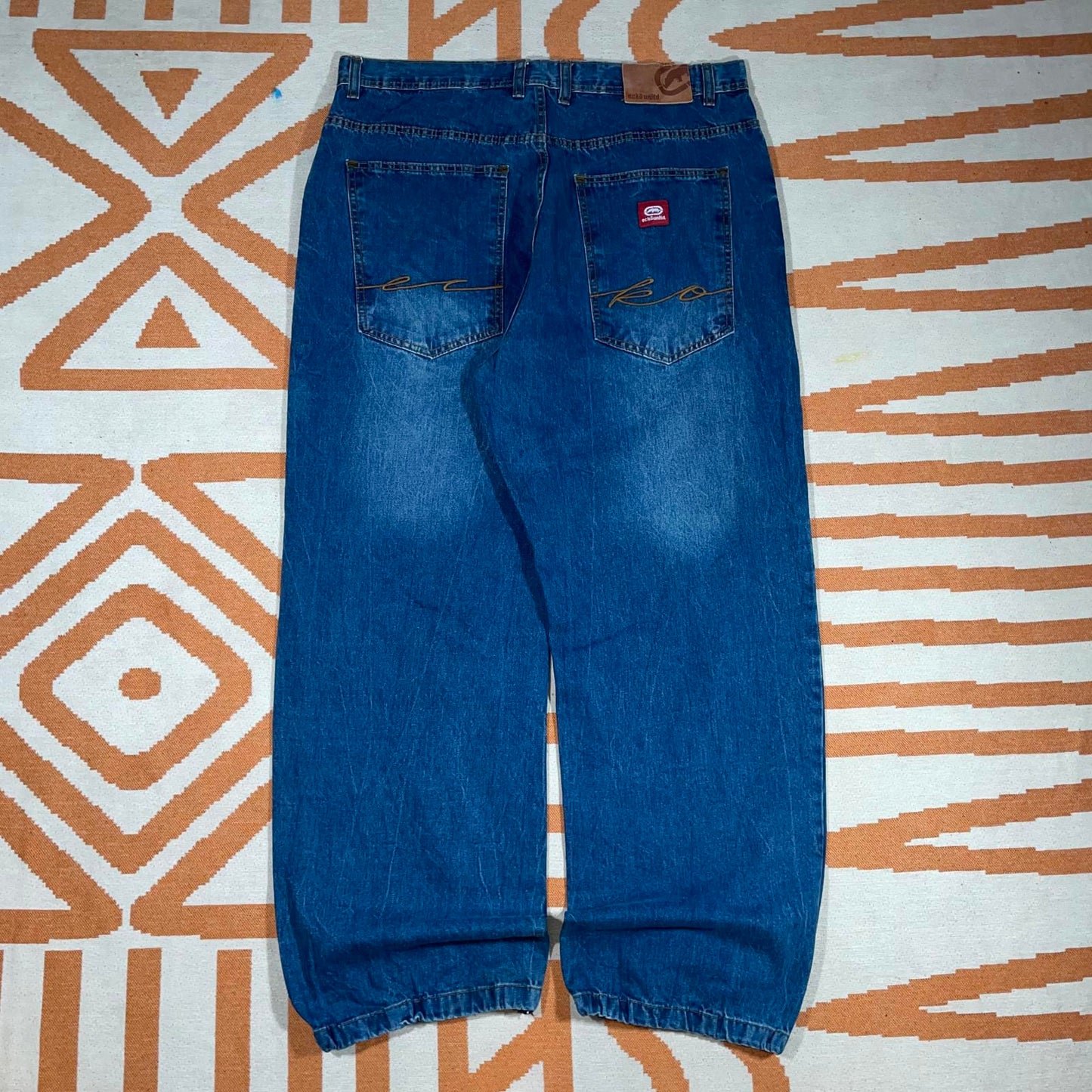 Ecko Unltd. 00s Embroidered Cursive Baggy Blue Jeans 38x34