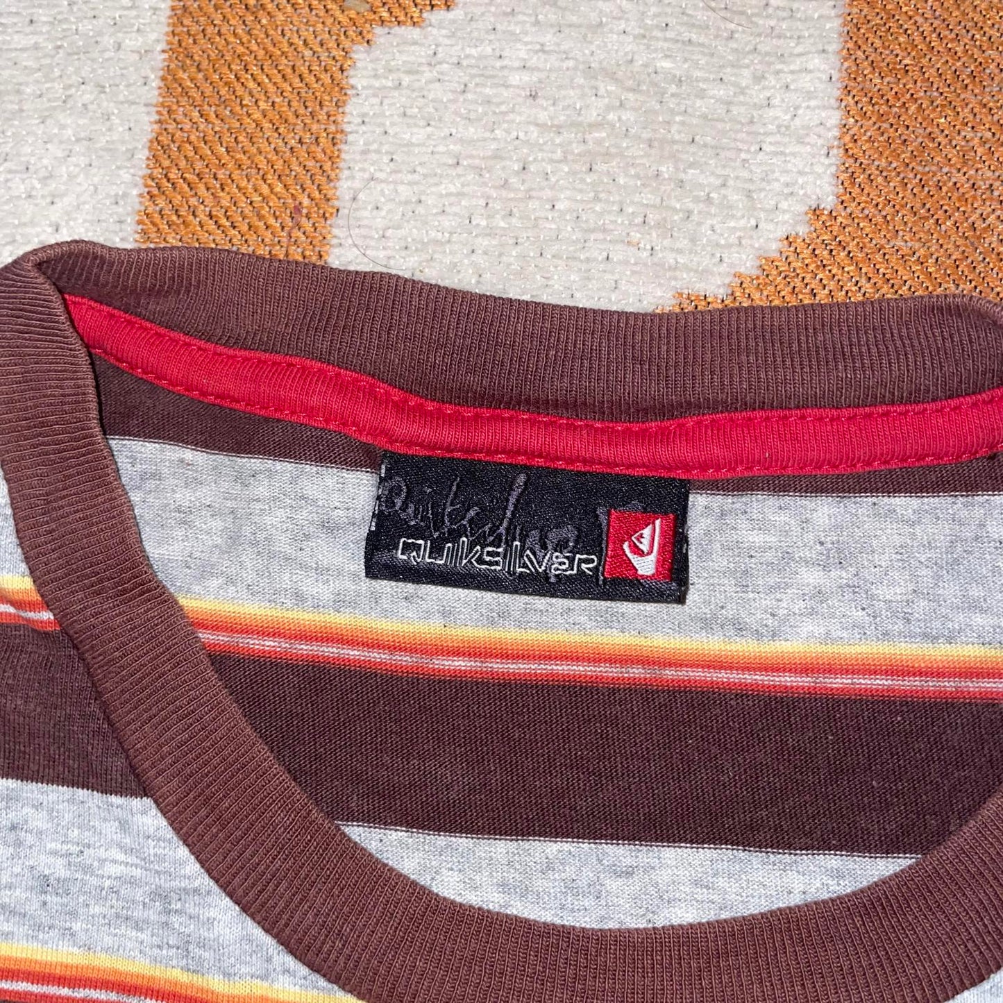 Quiksilver 00s Striped Print T-Shirt L