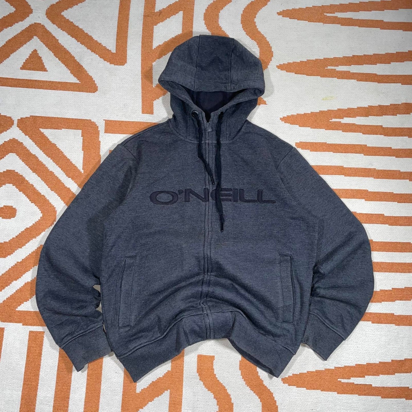 O’Neill 00s Embroidered Grey Surf Zip Hoodie M