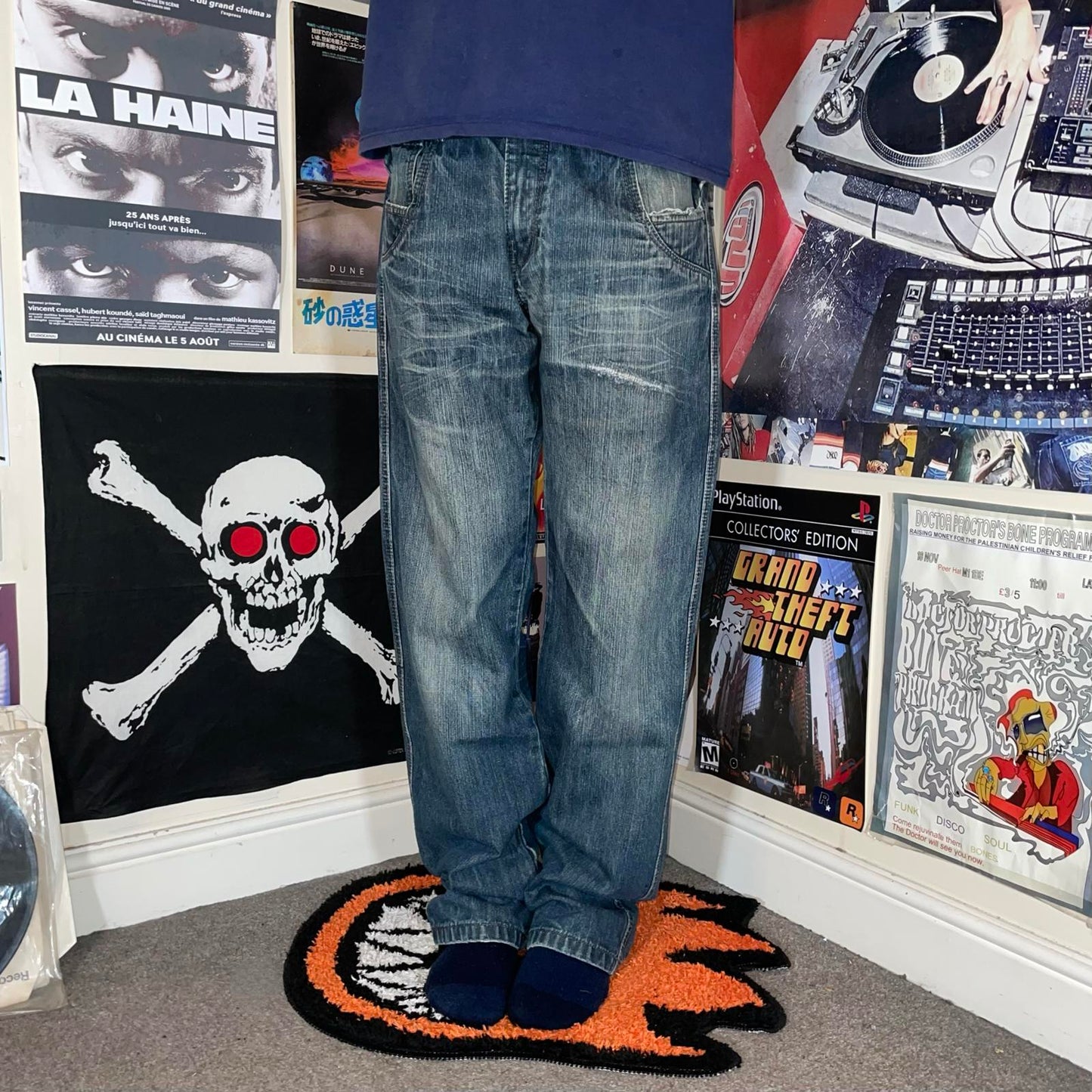 Southpole 00s Embroidered/Printed Denim Blue Jeans 36x33