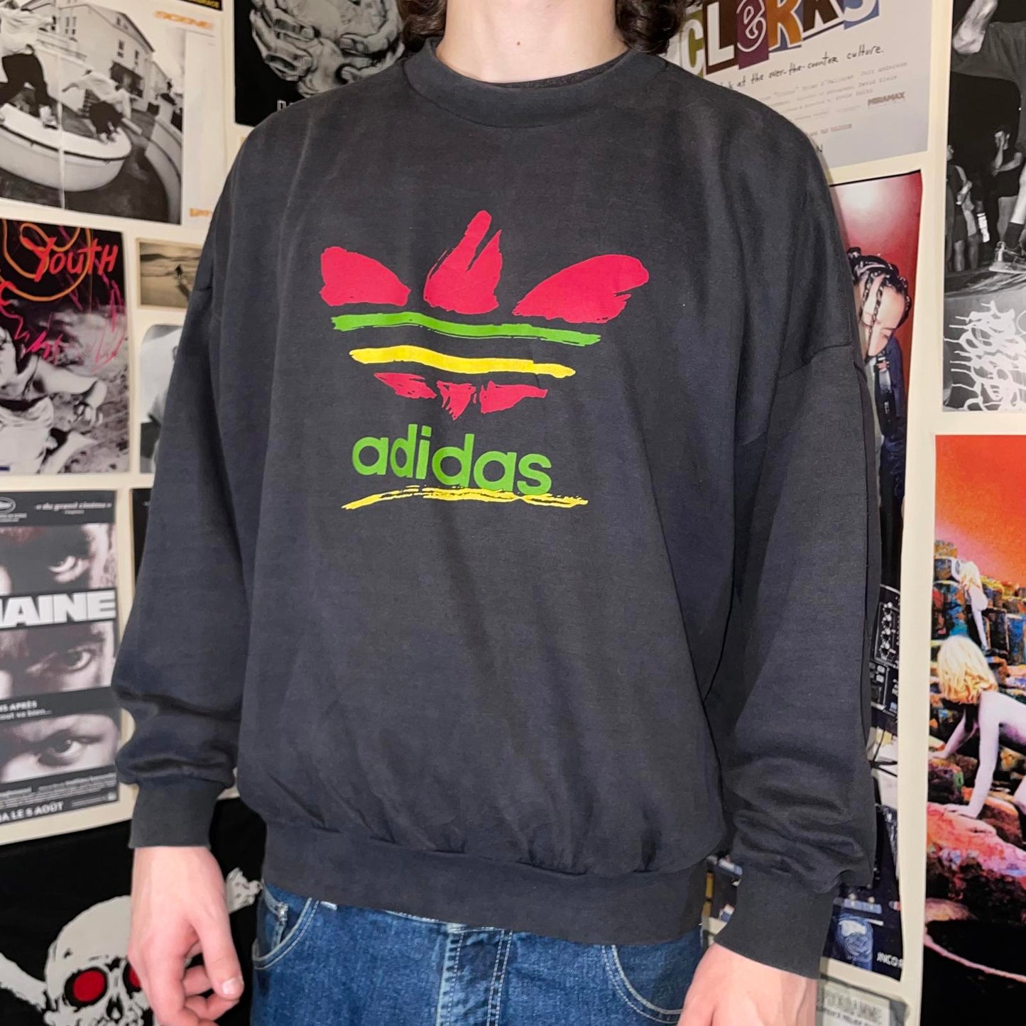 Adidas 90s Print ‘Jamaica’ Logo Sweatshirt S