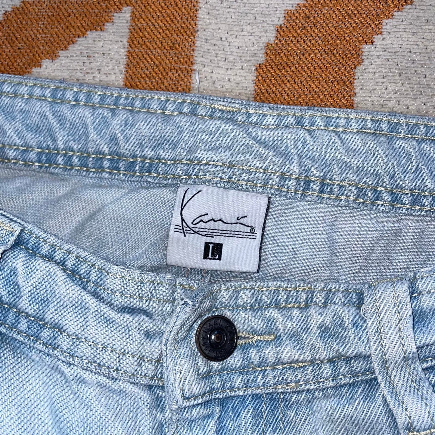 Karl Kani 00s Embroidered Light Blue Denim Jeans 34x33