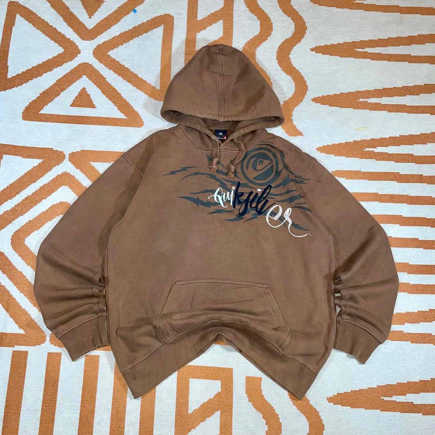 Quiksilver 90s Embroidered Brown Surf Hoodie XL