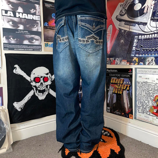 Antique Rivet 00s Contrast Stitch Jeans 42x32