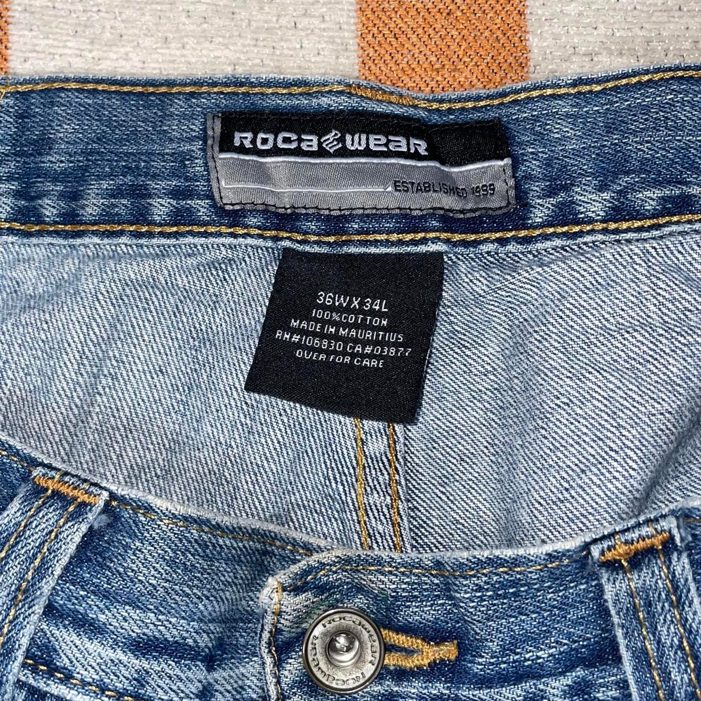 Rocawear 00s Embroidered Baggy Blue Jeans 36x34