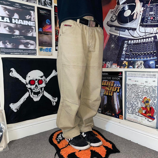 Quiksilver 00s Tan Embroidered Jeans 32x30