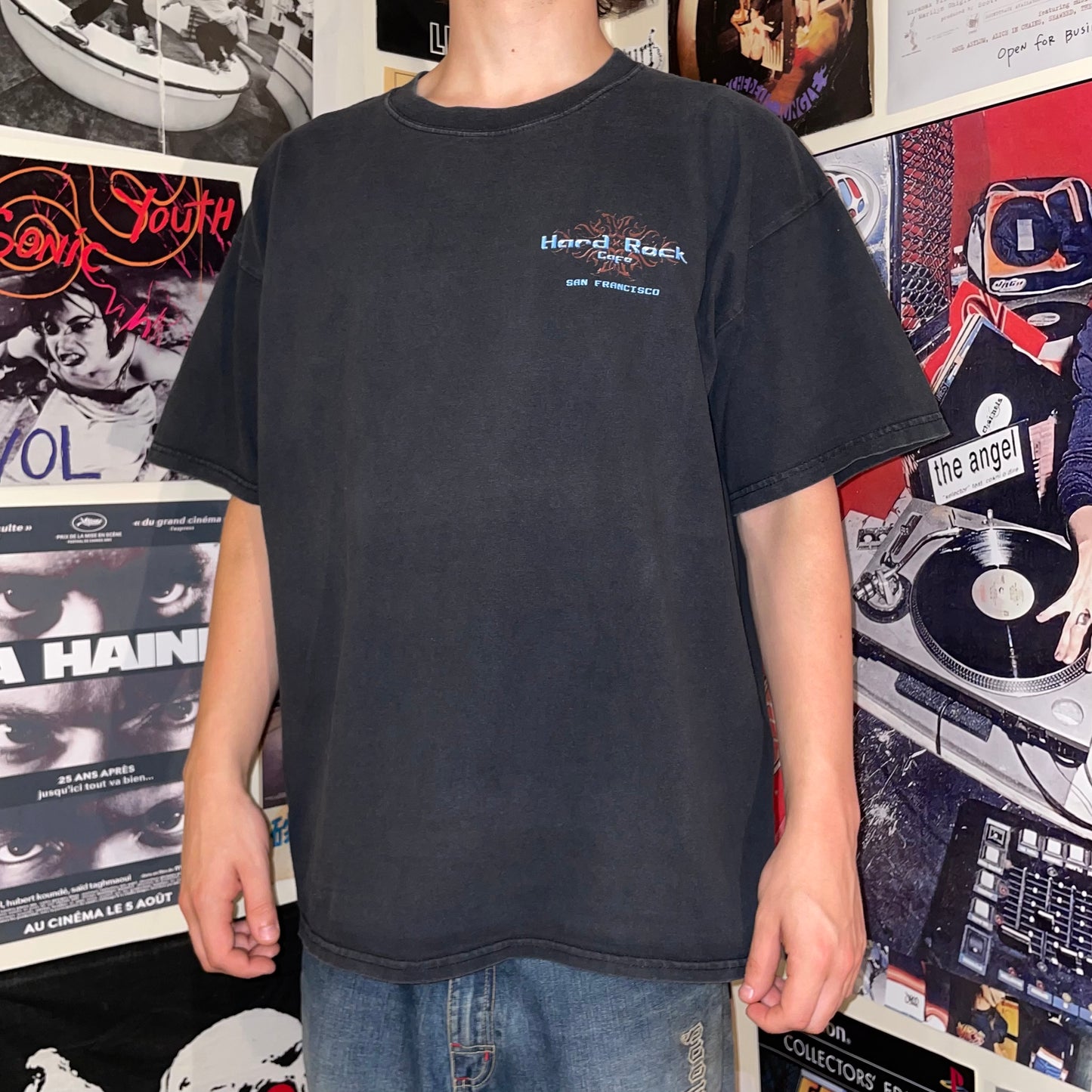 Hard Rock Cafe 00s Guitar Print T-Shirt XL