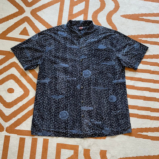 Harley Davidson 00s Pattern ‘Tire Tracks’ Shirt XL