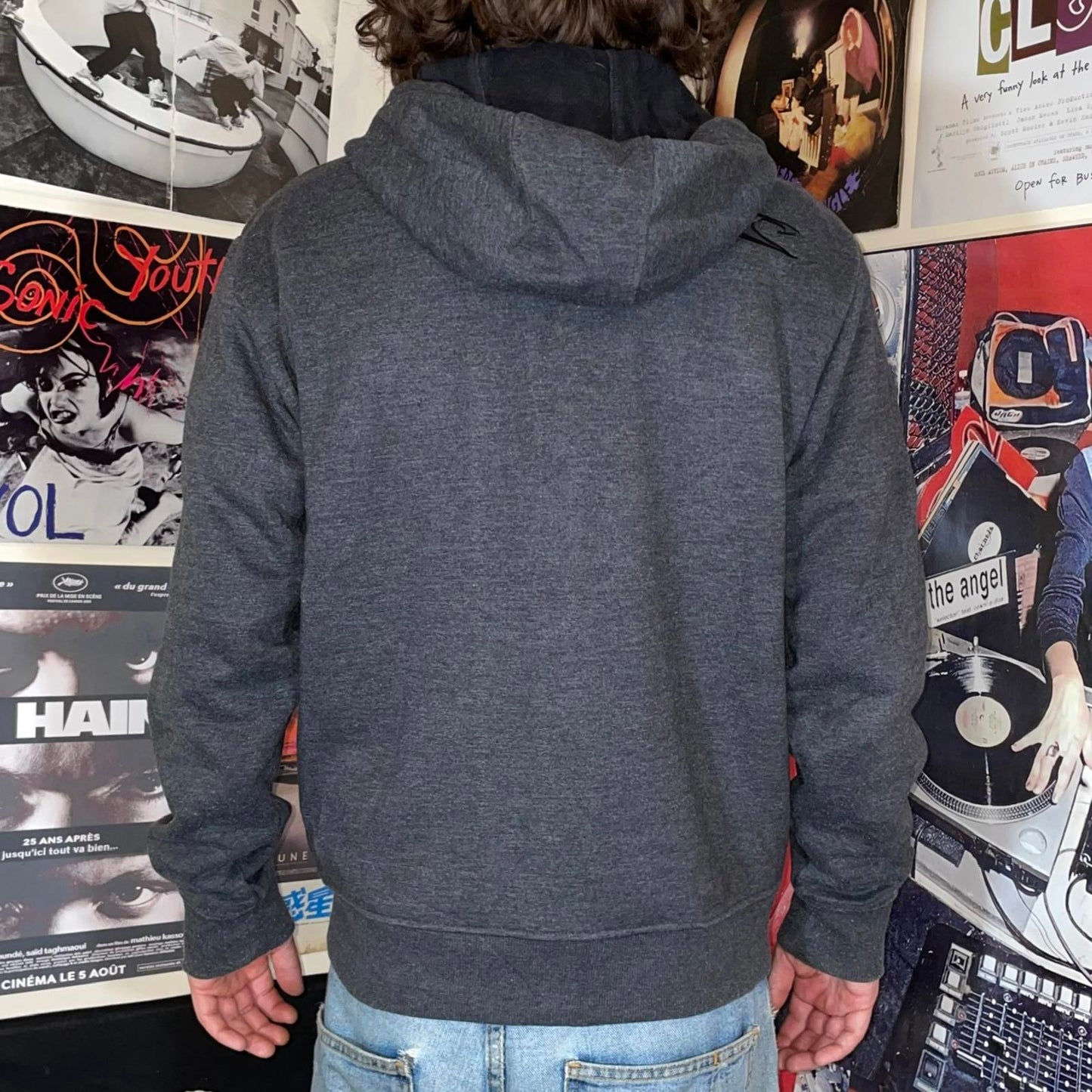 O’Neill 00s Embroidered Grey Surf Zip Hoodie M