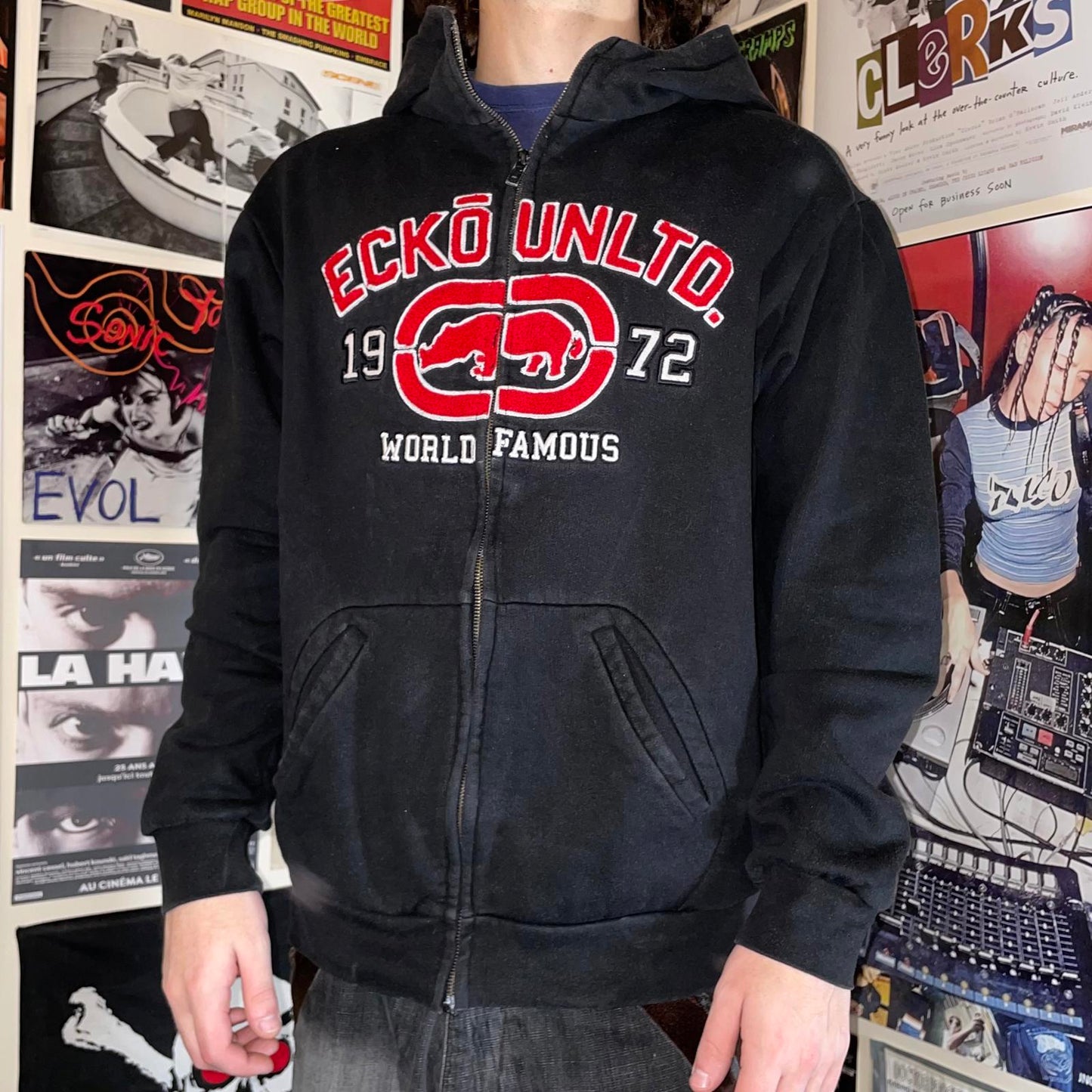 Ecko Unltd. 00s Embroidered Rhino Zip Hoodie L