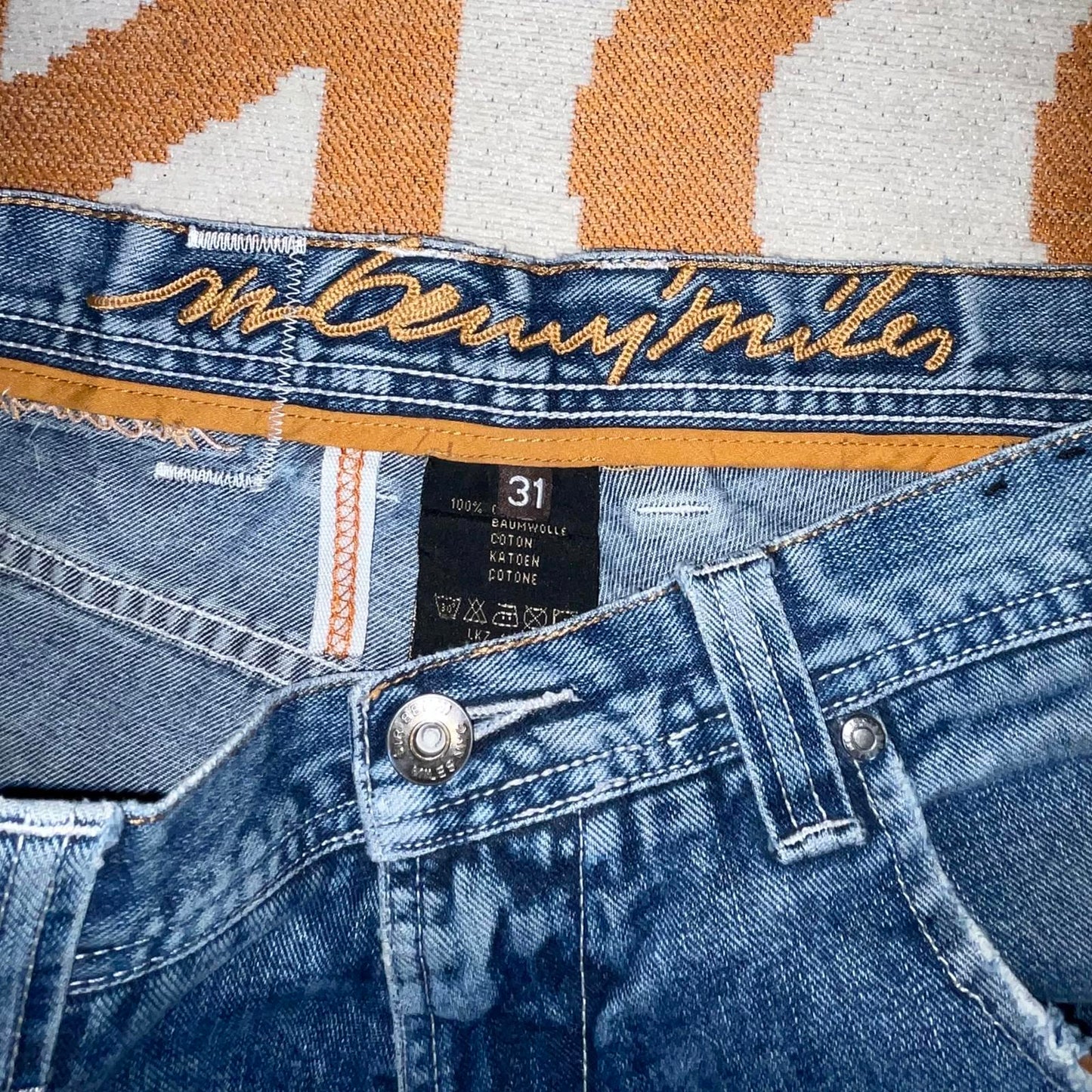 Sir Benni Miles 00s Embroidered Blue Denim Jeans 31x30