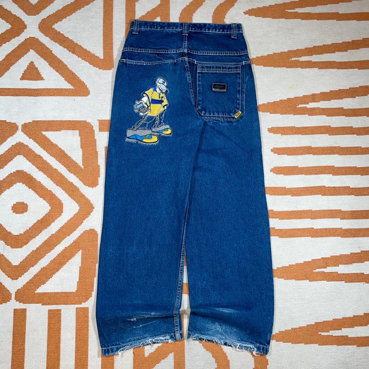Paco Sport 90s Embroidered Character Denim Blue Jeans 27x30