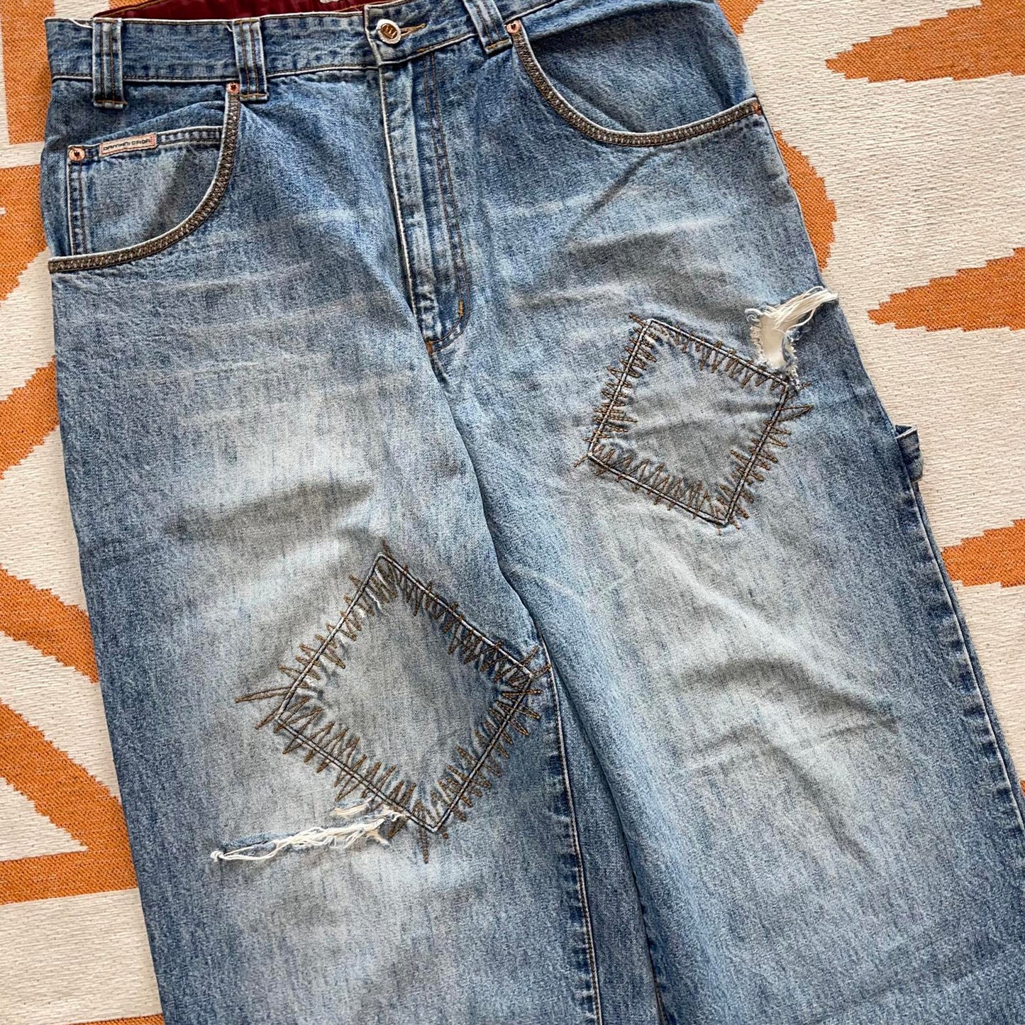 Damani Dada 00s Patch Embroidered Jeans 32x32