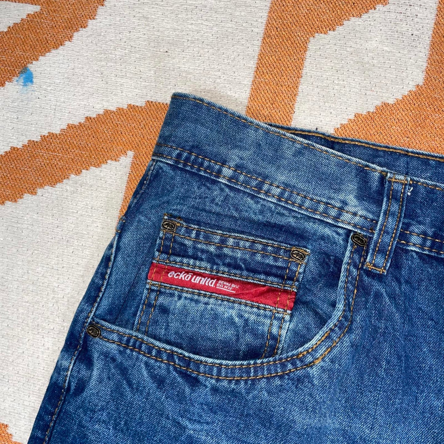 Ecko Unltd. 00s Embroidered Cursive Baggy Blue Jeans 38x34