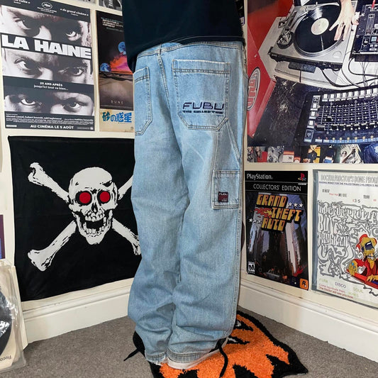 Fubu 90s Embroidered Baggy Jeans 30x32