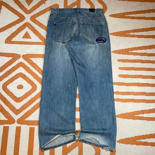 Quiksilver 00s Embroidered Logo Baggy Surf Jeans 34x32