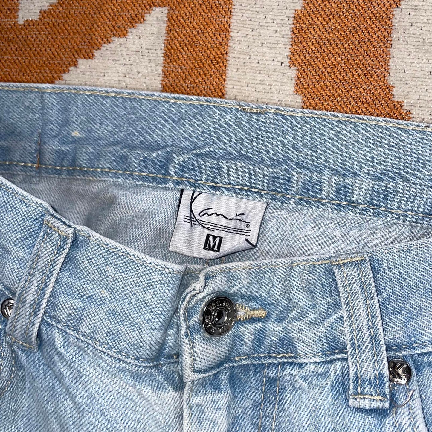 Karl Kani 00s Embroidered Light Blue Denim Jeans 32x32