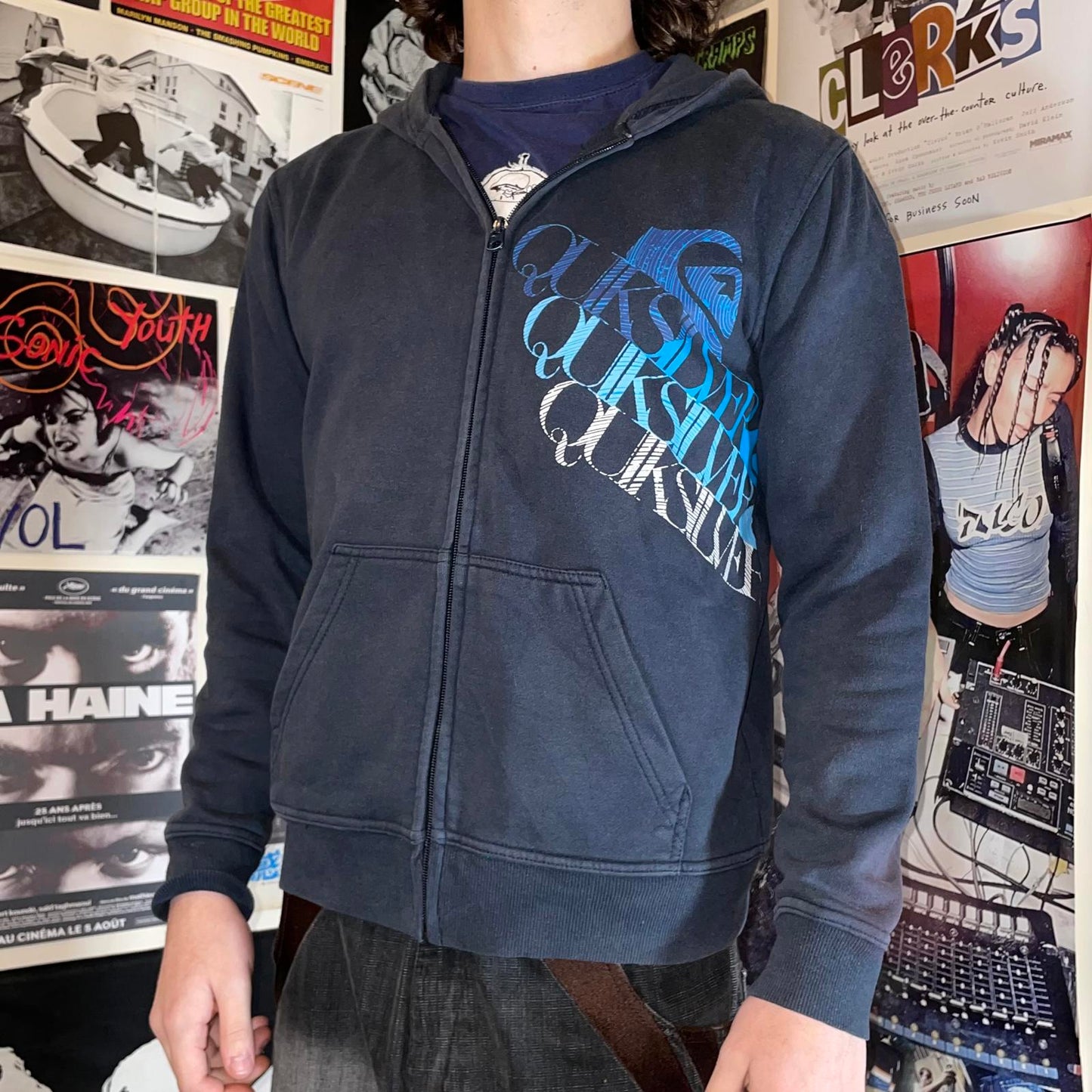 Quiksilver 00s Graphic Zip Hoodie S