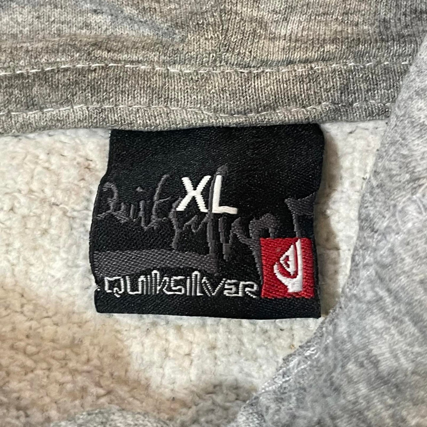 Quiksilver 00s Grey Logo Print Hoodie XL