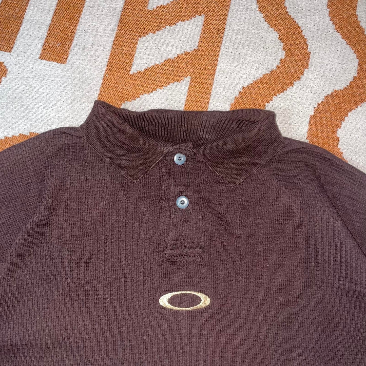 Oakley Software 00s Brown Longsleeve Polo XL