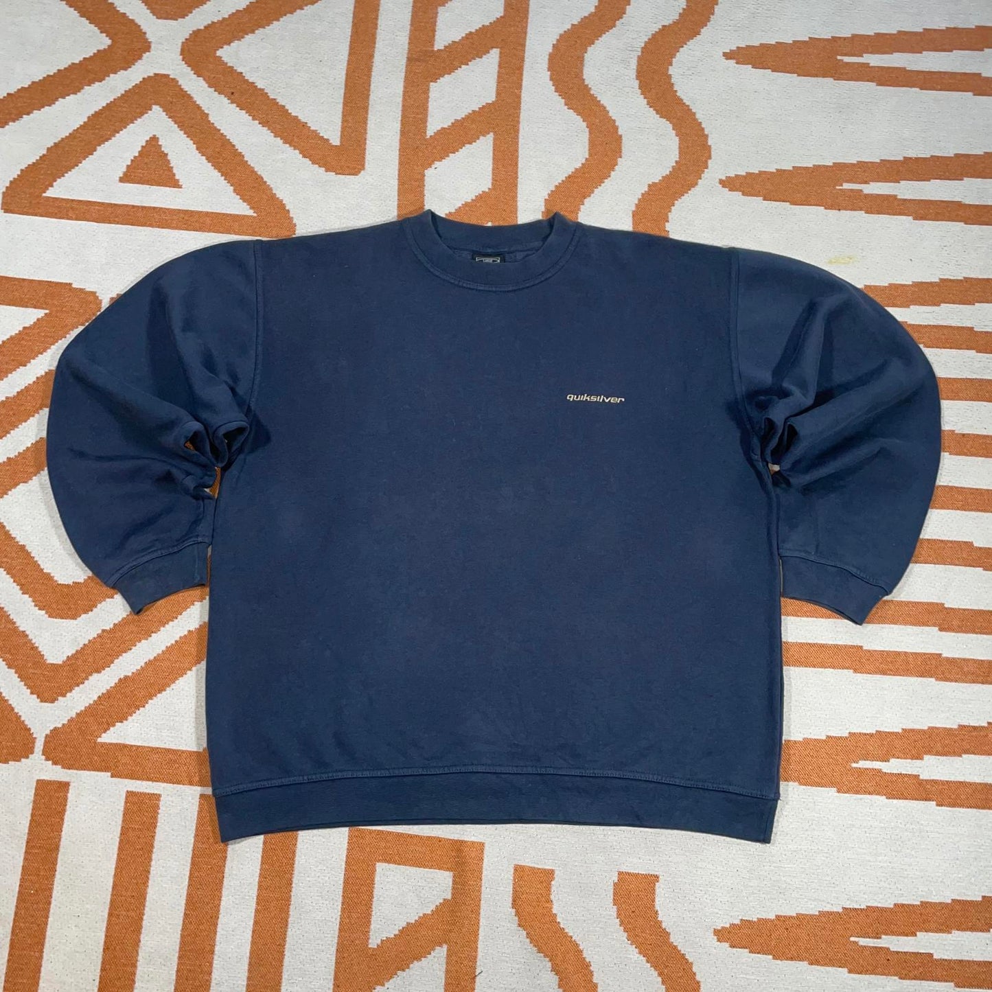 Quiksilver 90s Embroidered Camo Logo Navy Sweatshirt L