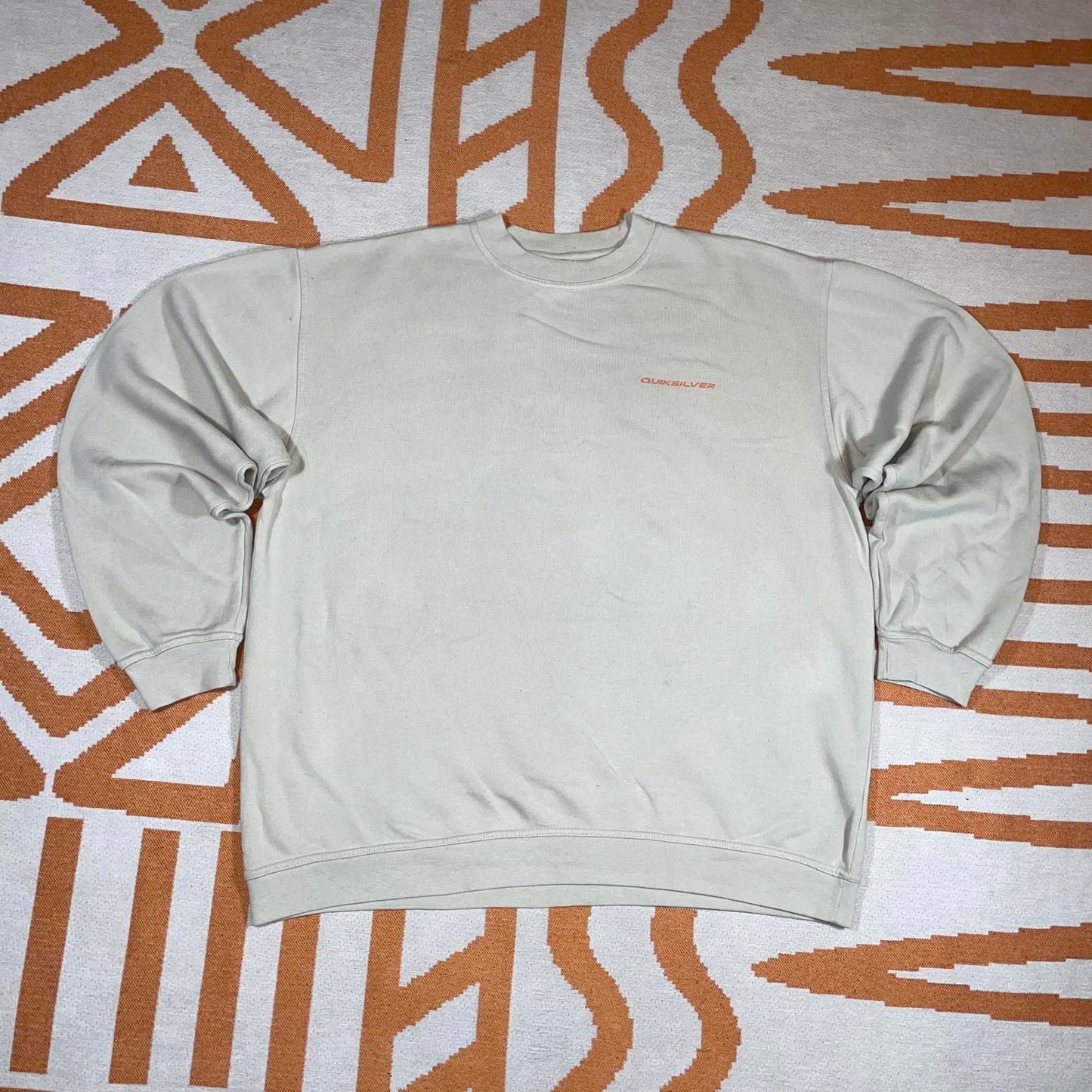 Quiksilver 00s Graphic Surf Cream Sweatshirt XL