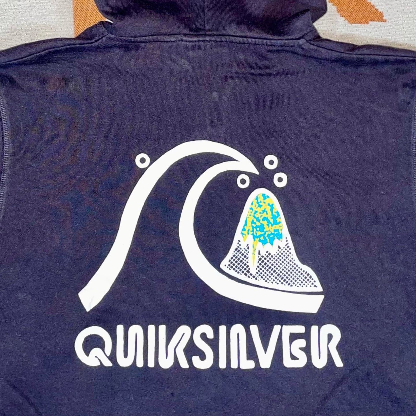 Quiksilver 00s Wave Print Zip Hoodie S