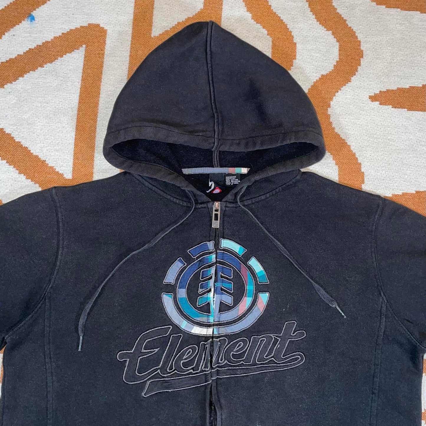 Element 00s Embroidered Tree Black Zip Hoodie M