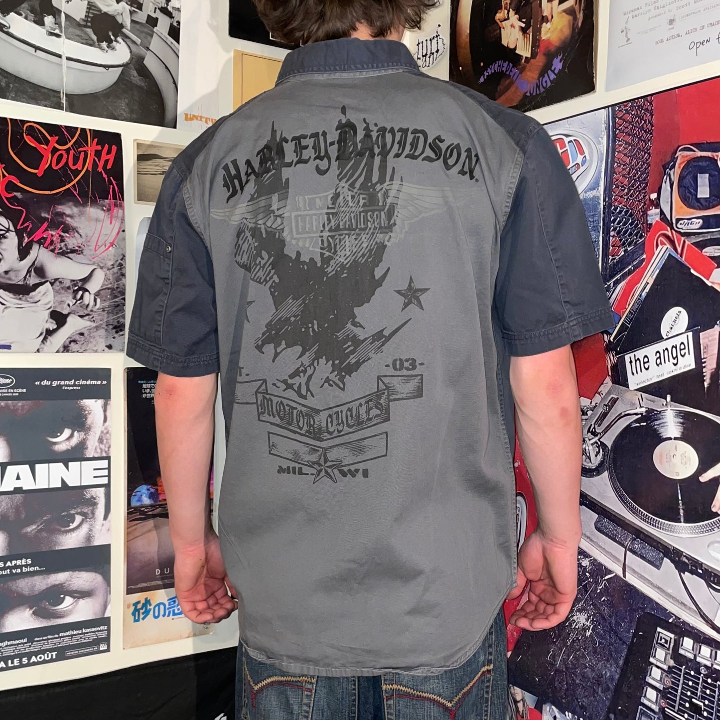 Harley Davidson 00s Printed ‘Army’ Shirt M