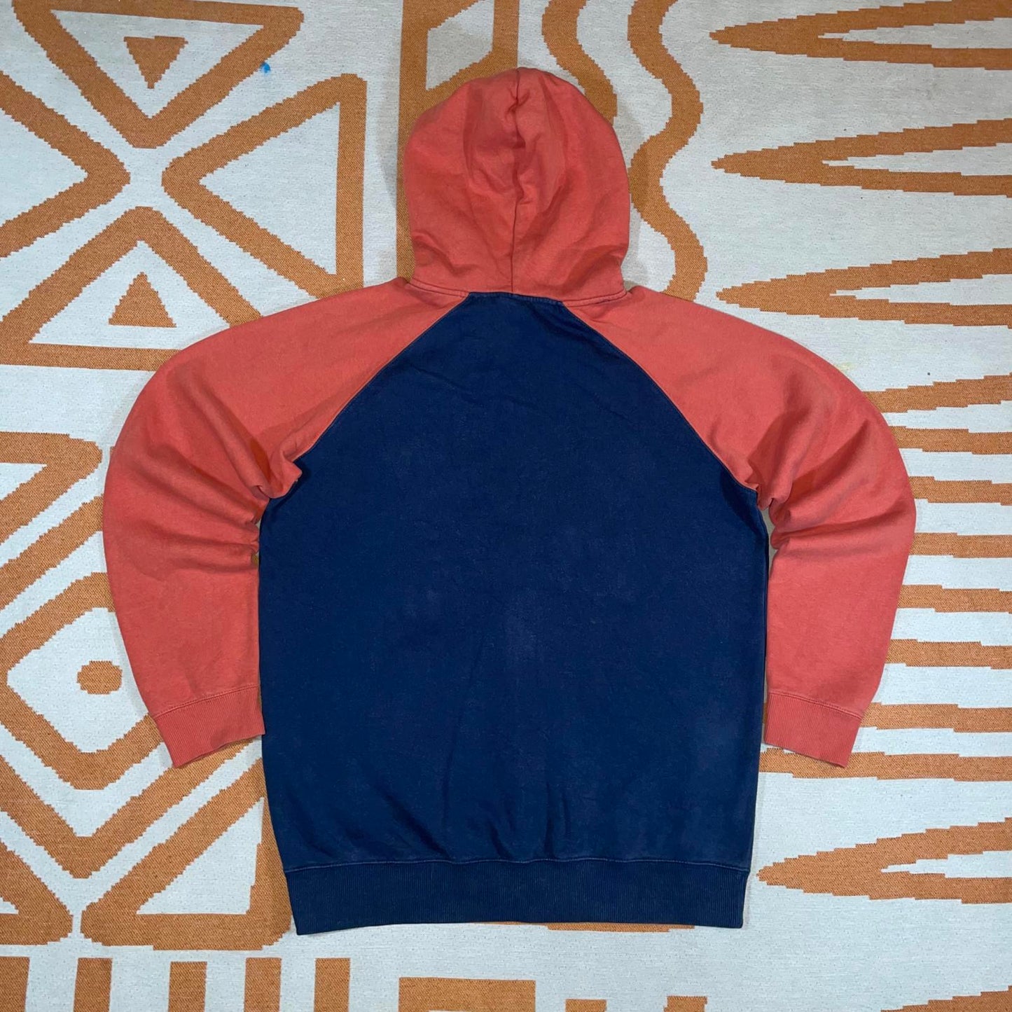 Quiksilver 00s Navy/Orange Logo Zip Hoodie M
